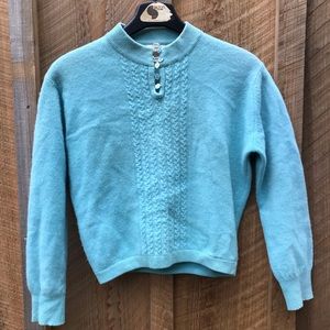Vintage 1940s Blue Lambswool Blend Sweater